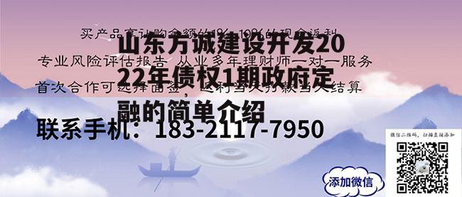 山东方诚建设开发2022年债权1期政府定融的简单介绍