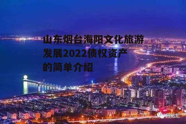 山东烟台海阳文化旅游发展2022债权资产的简单介绍