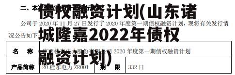 山东诸城隆嘉2022债权融资计划(山东诸城隆嘉2022年债权融资计划)