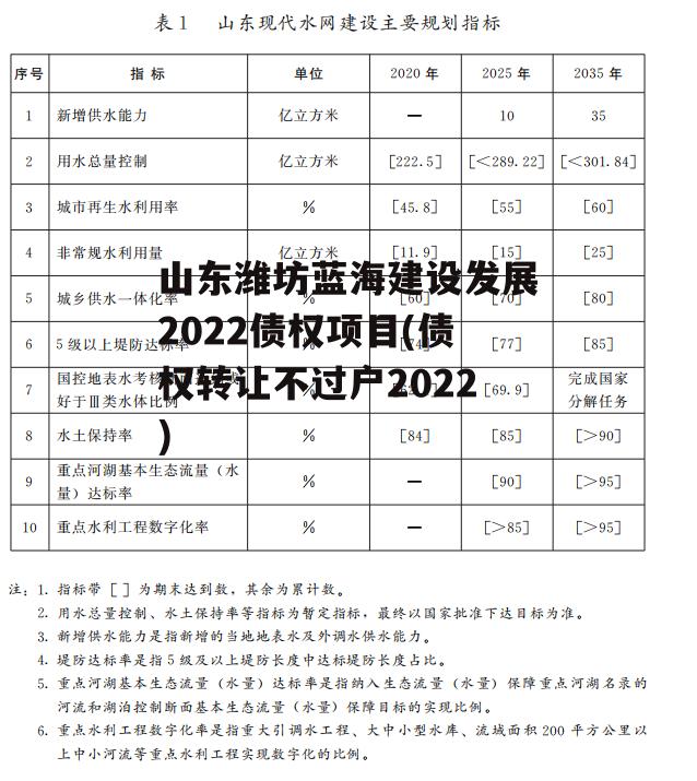山东潍坊蓝海建设发展2022债权项目(债权转让不过户2022)