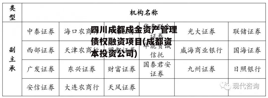 四川成都成金资产管理债权融资项目(成都资本投资公司)