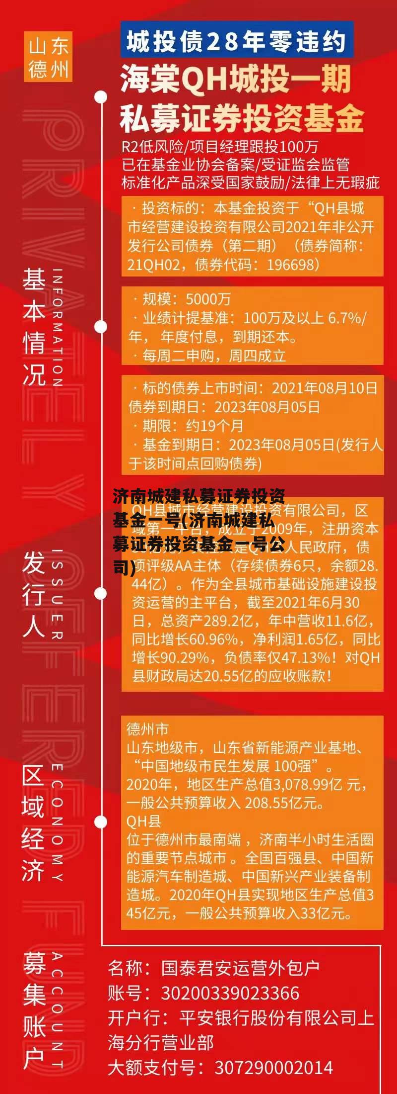 济南城建私募证券投资基金一号(济南城建私募证券投资基金一号公司)