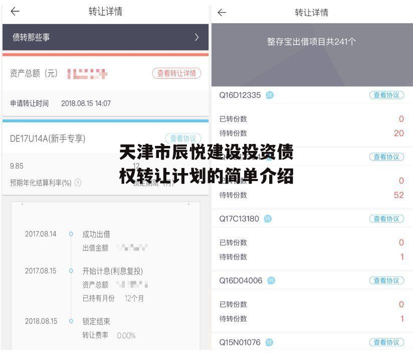 天津市辰悦建设投资债权转让计划的简单介绍