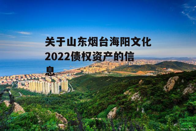 关于山东烟台海阳文化2022债权资产的信息