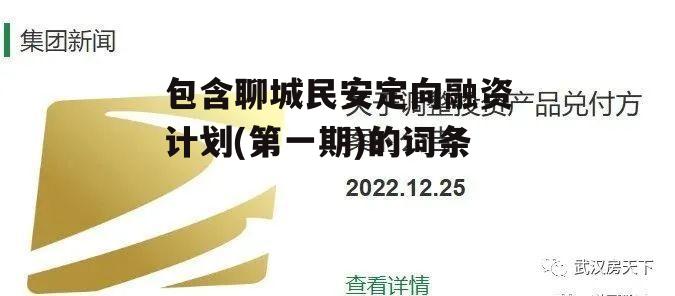 包含聊城民安定向融资计划(第一期)的词条