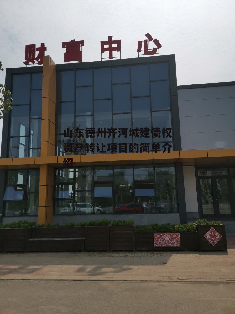 山东德州齐河城建债权资产转让项目的简单介绍