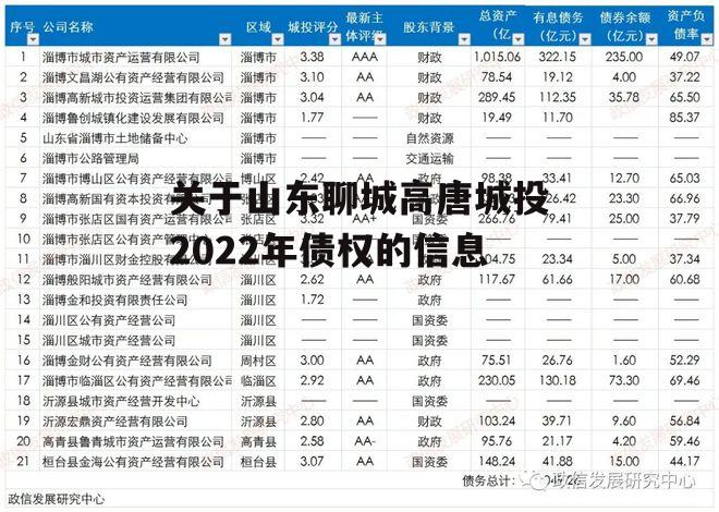 关于山东聊城高唐城投2022年债权的信息