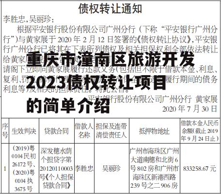 重庆市潼南区旅游开发2023债权转让项目的简单介绍