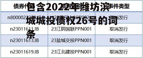 包含2022年潍坊滨城城投债权26号的词条