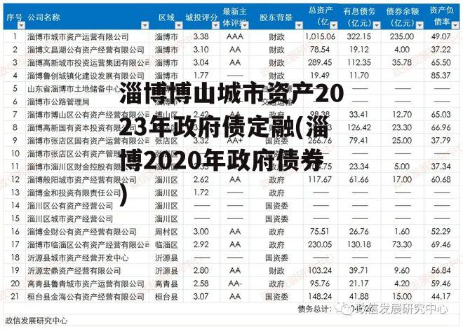 淄博博山城市资产2023年政府债定融(淄博2020年政府债券)