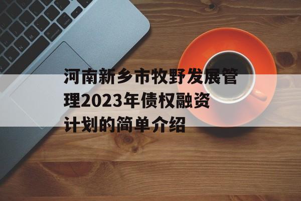 河南新乡市牧野发展管理2023年债权融资计划的简单介绍