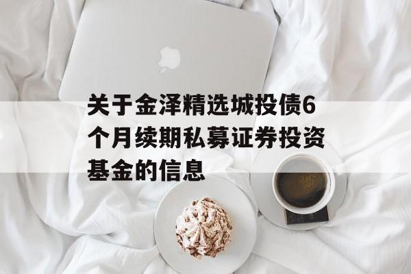 关于金泽精选城投债6个月续期私募证券投资基金的信息