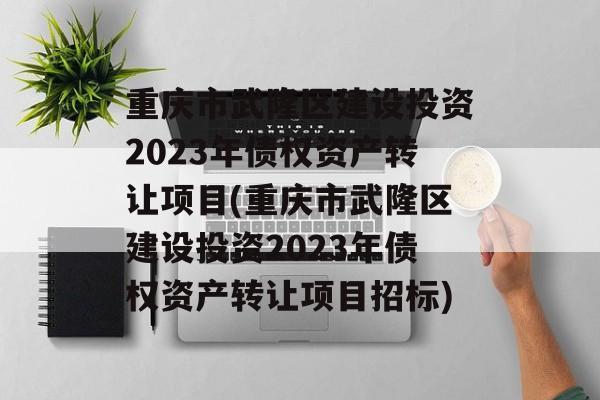 重庆市武隆区建设投资2023年债权资产转让项目(重庆市武隆区建设投资2023年债权资产转让项目招标)