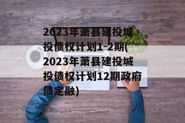 2023年萧县建投城投债权计划1-2期(2023年萧县建投城投债权计划12期政府债定融)