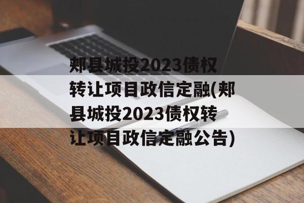 郏县城投2023债权转让项目政信定融(郏县城投2023债权转让项目政信定融公告)