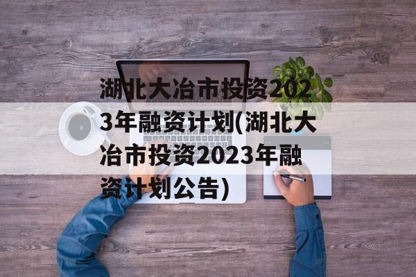 湖北大冶市投资2023年融资计划(湖北大冶市投资2023年融资计划公告)