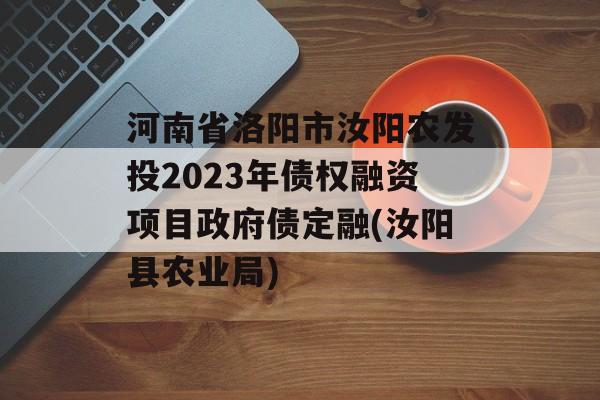 河南省洛阳市汝阳农发投2023年债权融资项目政府债定融(汝阳县农业局)