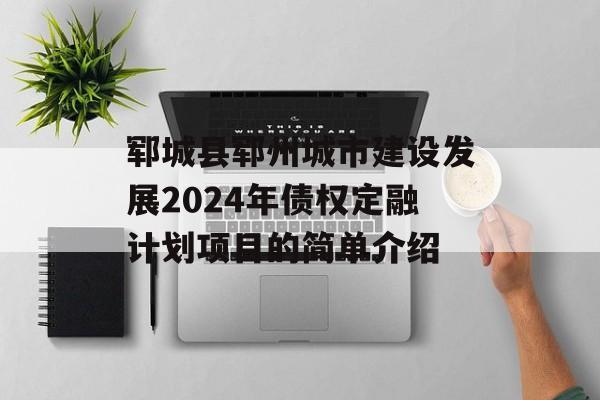 郓城县郓州城市建设发展2024年债权定融计划项目的简单介绍