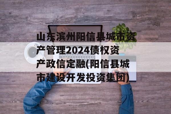 山东滨州阳信县城市资产管理2024债权资产政信定融(阳信县城市建设开发投资集团)